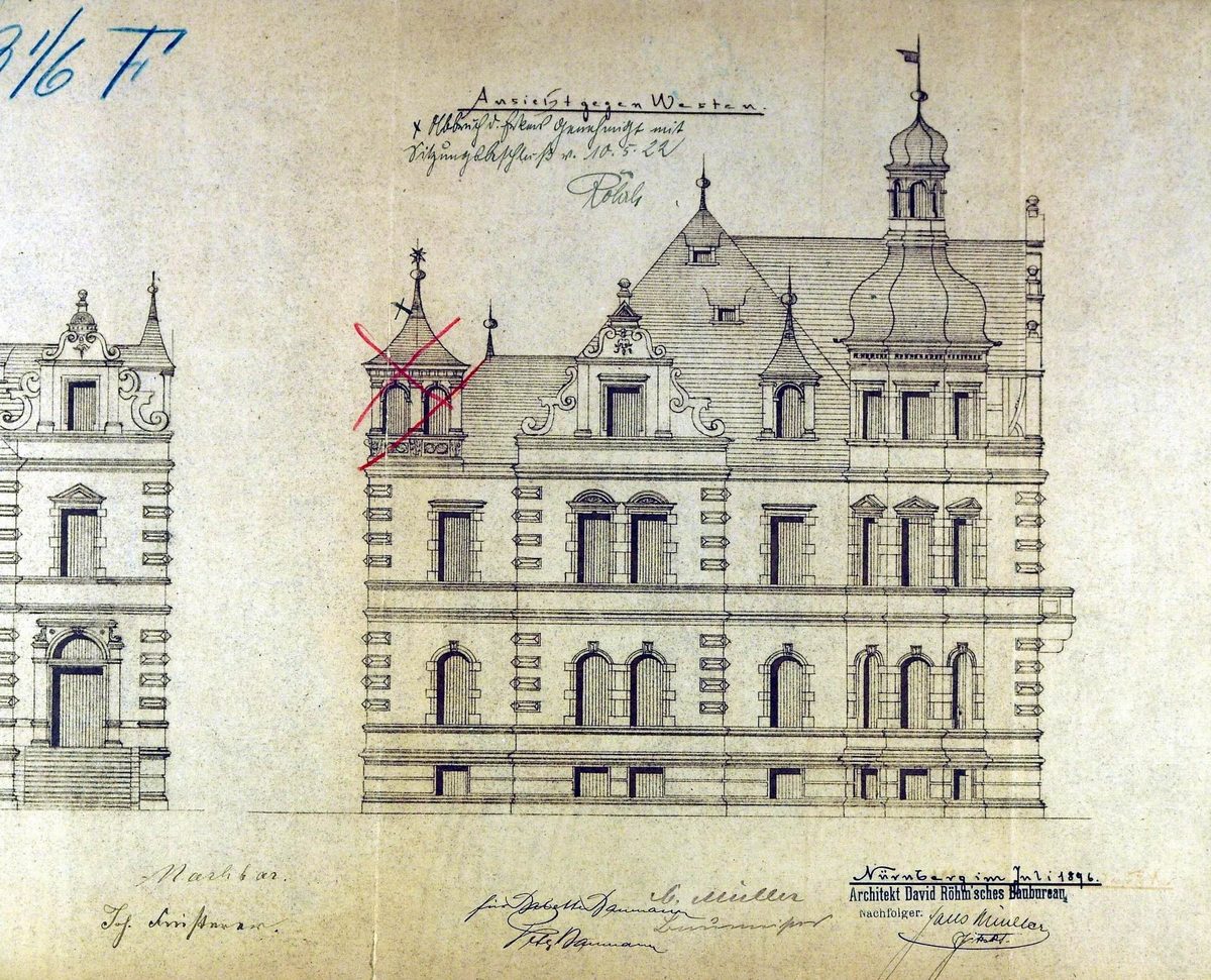 1896 Bauantrag Ansicht von Westen