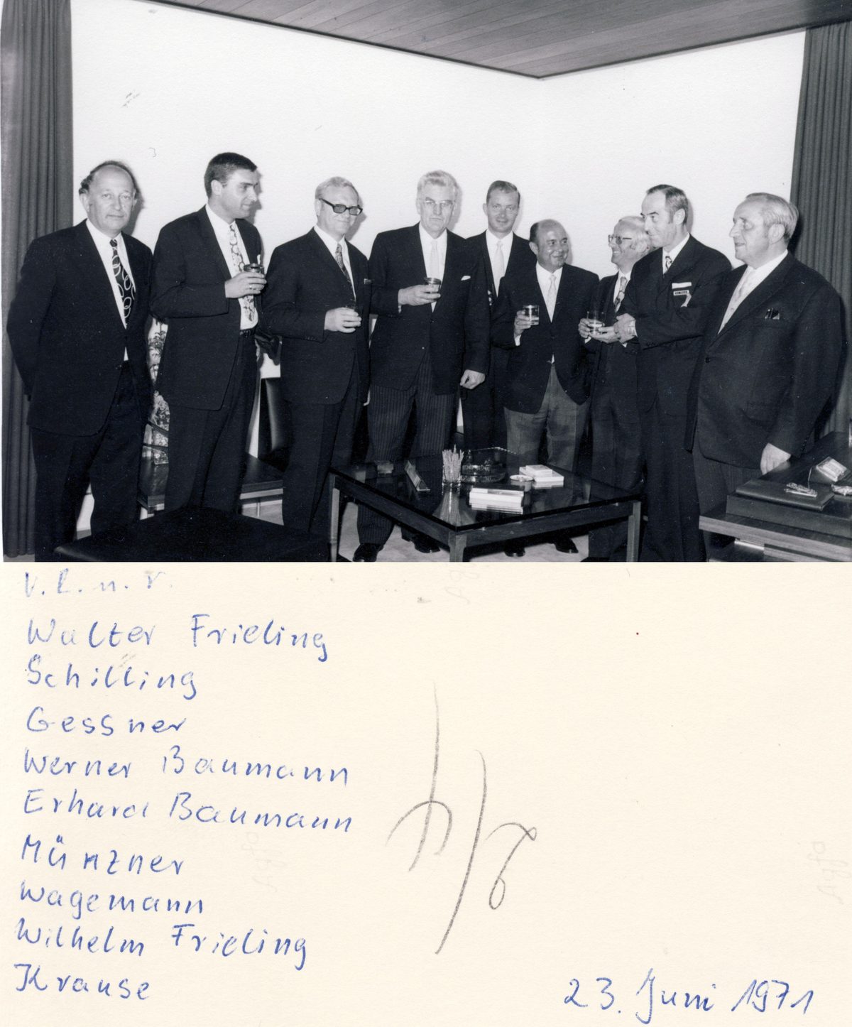 1971  Besuch zum 100-jährigen Jubiläum von Firma Frieling (Partner bei der BFB)