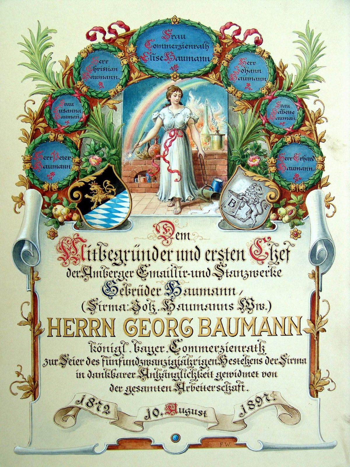 Belegschaft an Georg Baumann zum 25 jährigen Bestehen