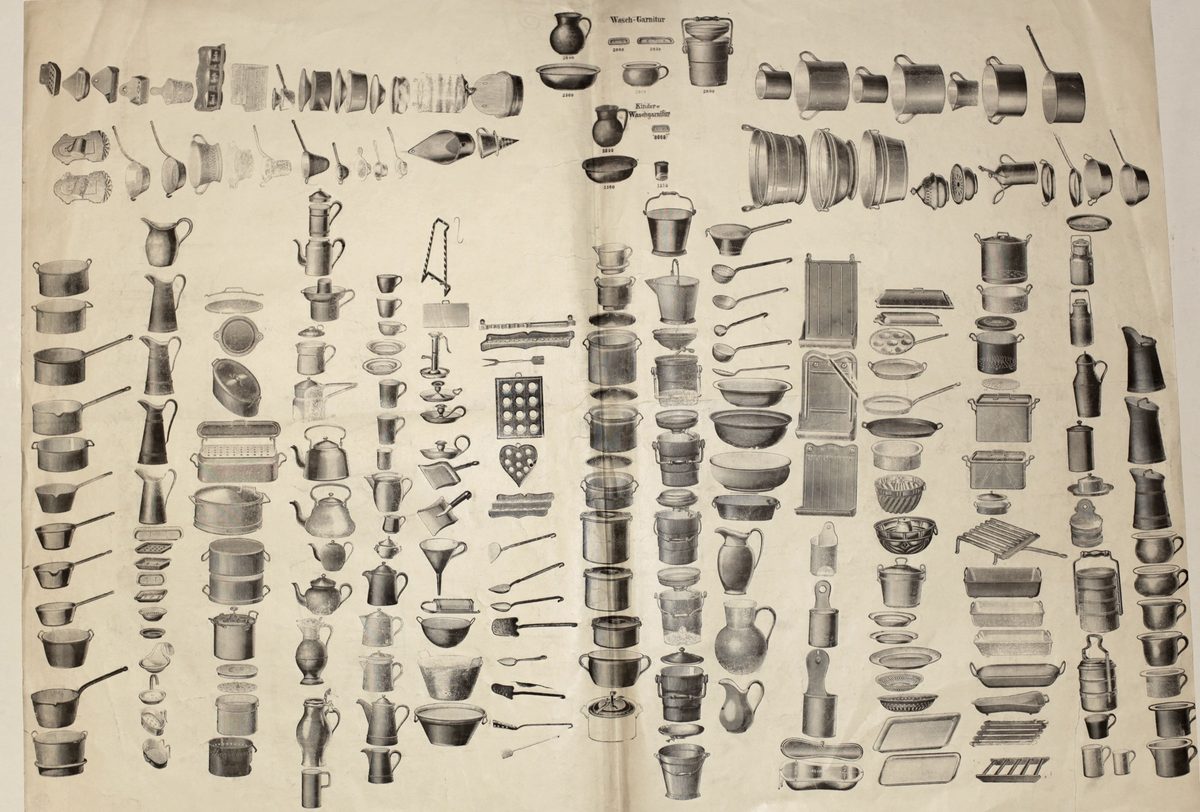 Blatt mit Druckstempeln für den Katalog [Quelle Museum Theuern] - um 1900