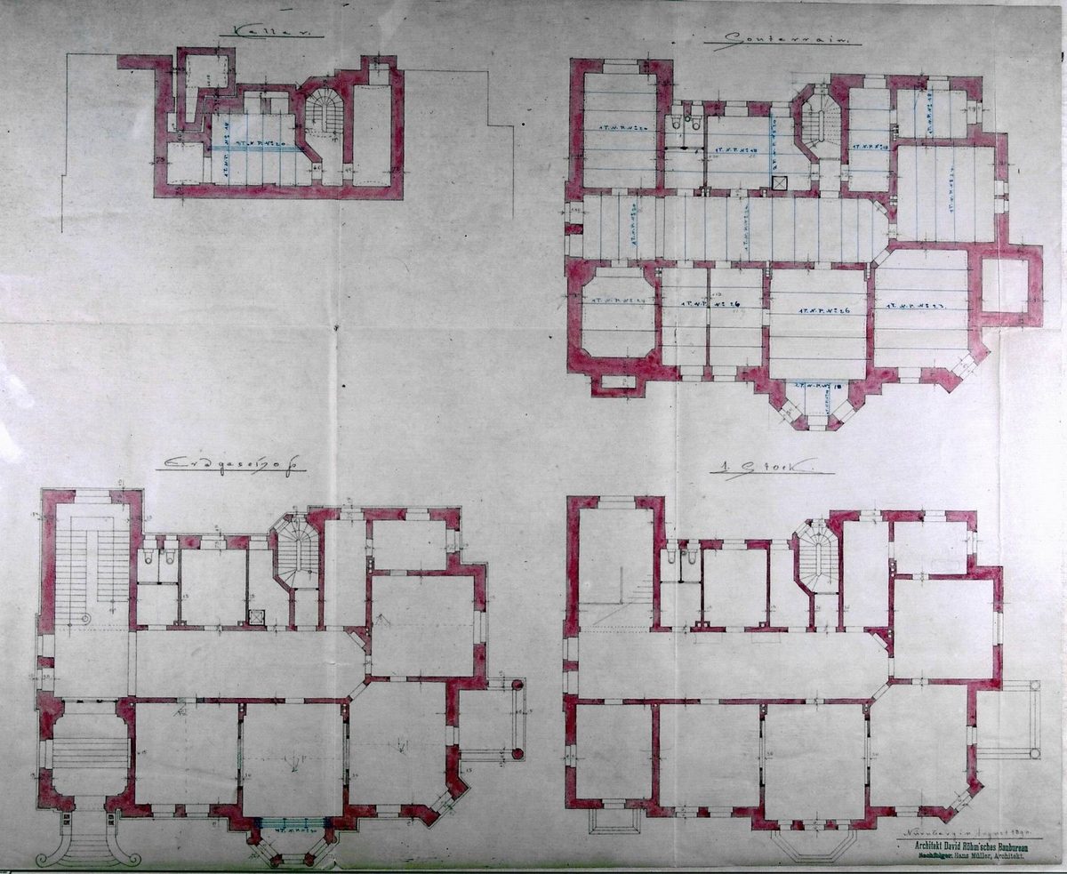 Neuer Bauantrag jetzt von Architekt David Röhm’sches Baubureau, Nachfolger: Hans Müller 1896