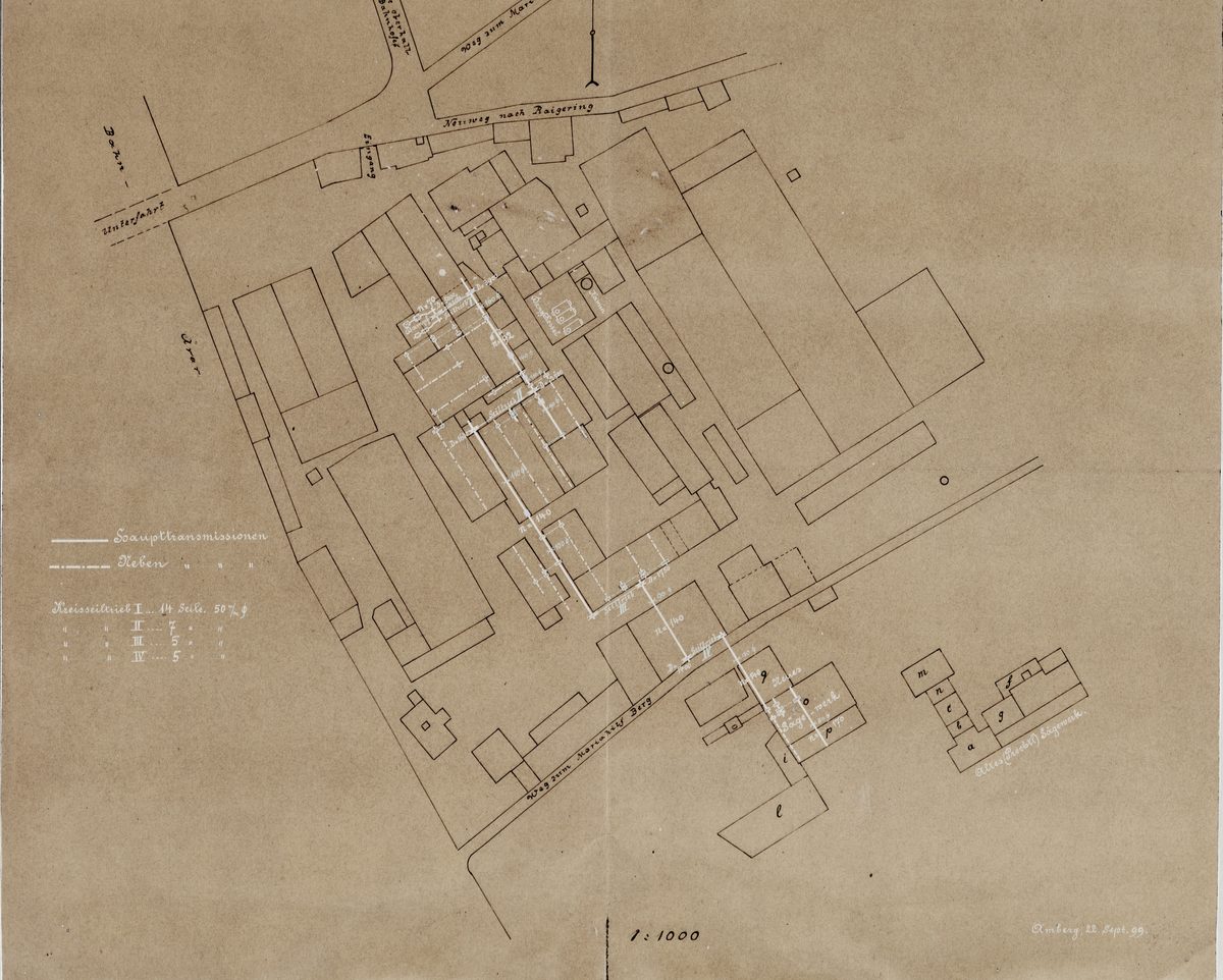 Transmissionsplan von 23.9.1899 (Transmissionen sind weisse Linien) [11]